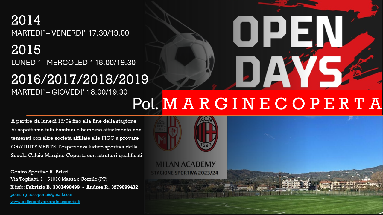 OPEN DAYS  MARGINE COPERTA